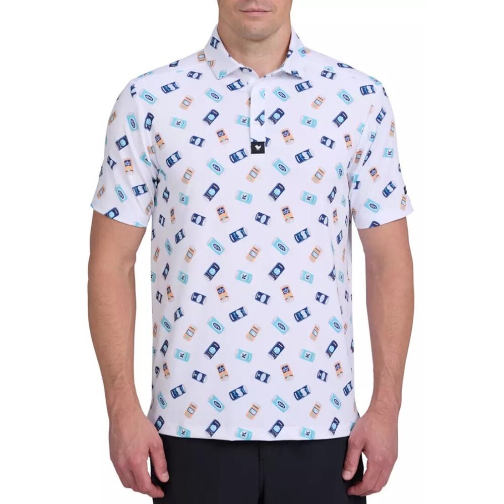 NWT Mens Bad Birdie Size XL Crushable Pattern Core Performance Polo Shirt Top